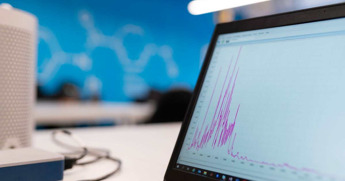Growth graph on a laptop screen in an office